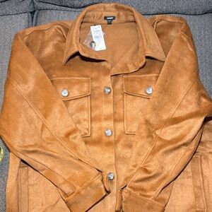 $98 NWT EXPRESS Camel Teddy Jacket Shacket Women’s Size Large